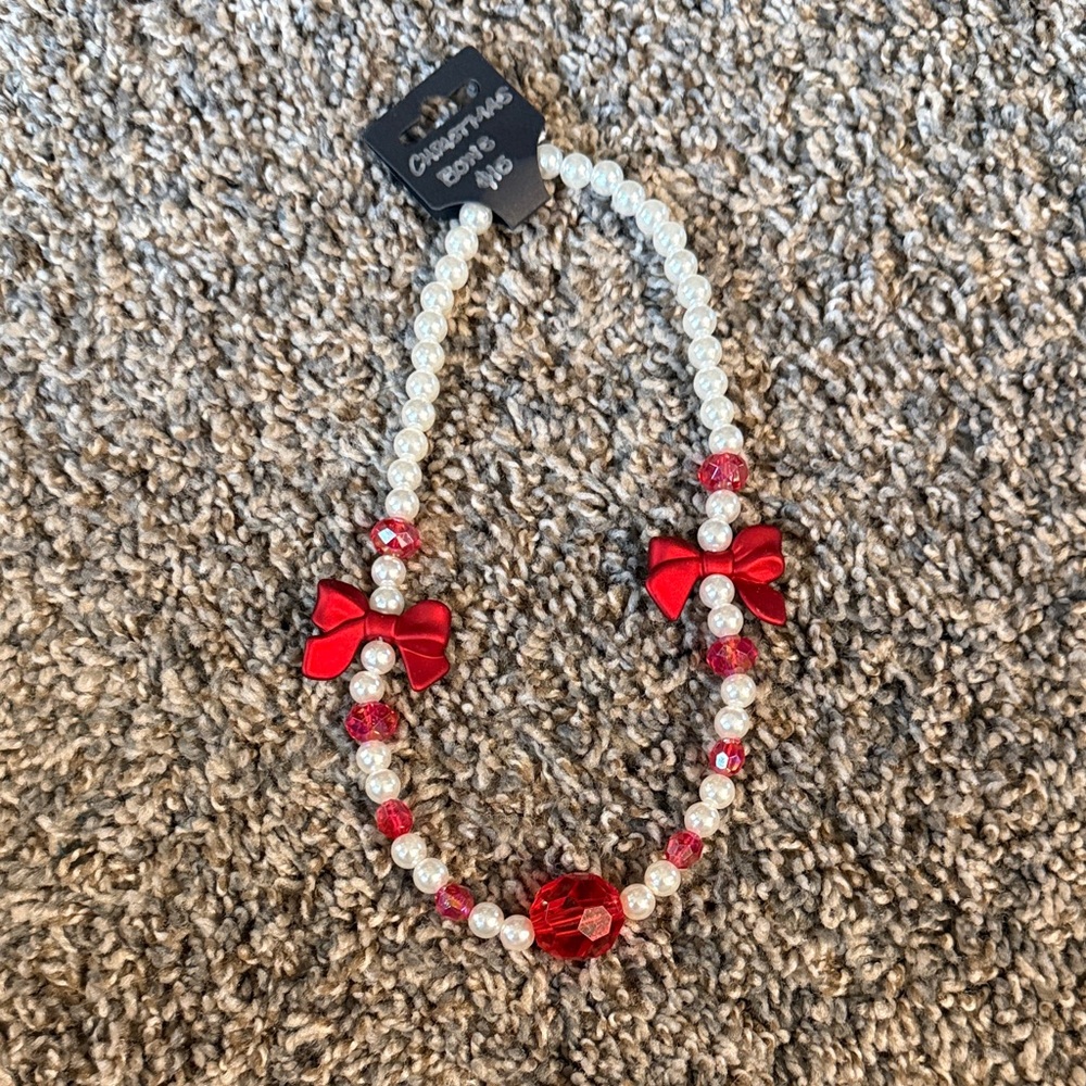 Christmas Bows Girls Necklace